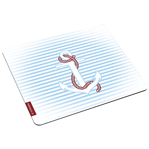 JUNIWORDS Mousepad Mauspad mit Motiv, Anker hellblau-weiß gestreift von JUNIWORDS