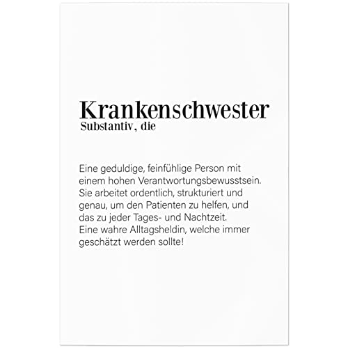 JUNIWORDS Poster, Definition Krankenschwester, 20 x 30 cm (1005207) von JUNIWORDS
