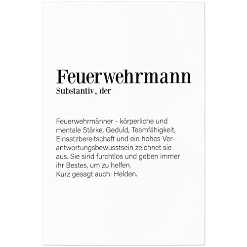 JUNIWORDS Poster, Definition: Feuerwehrmann, 20 x 30 cm von JUNIWORDS