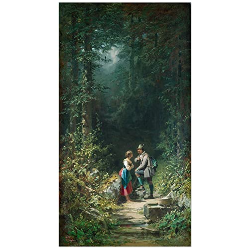 JUNIWORDS Poster, Franz Carl Spitzweg, Begegnung im Walde, Jäger und Sennerin, 45 x 23 cm (3000117) von JUNIWORDS