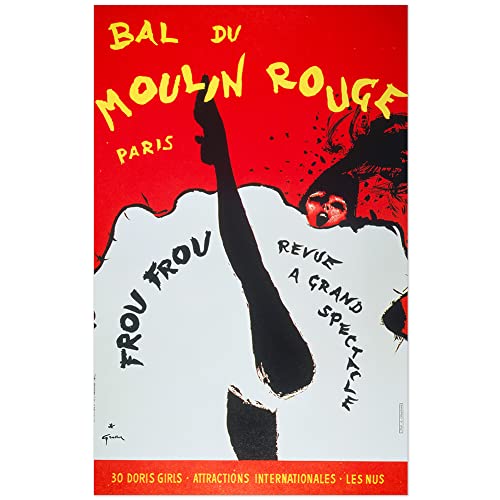 JUNIWORDS Poster, Jugendstilplakat, Bal du Moulin Rouge Paris, Frou Frou, Revue à Grand Spectacle, 45 x 28 cm (3000728) von JUNIWORDS