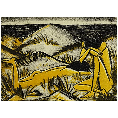 JUNIWORDS Poster, Otto Mueller, Zwei Mädchen in den Dünen, Sylt, 32 x 45 cm (3001652) von JUNIWORDS