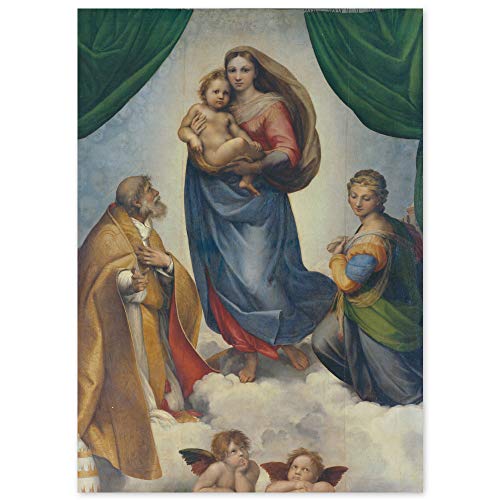 JUNIWORDS Poster, Raffael, Raffaello Sanzio da Urbino, Sixtinische Madonna, 40 x 56 cm von JUNIWORDS