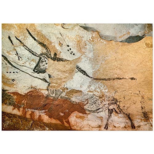 JUNIWORDS Poster, Unbekannter Künstler, Höhle von Lascaux, vierter Stier, unten rote Kuh mit Kalb, großer Saal, rechte Wand, 63 x 90 cm (3001830) von JUNIWORDS