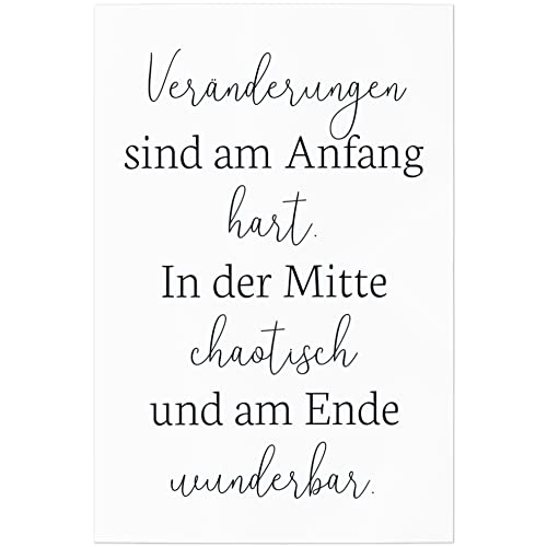 JUNIWORDS Poster, Veränderungen sind am Anfang hart. In der Mitte chaotisch und am Ende wunderbar, 20 x 30 cm von JUNIWORDS