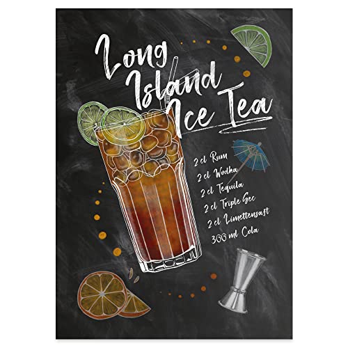 JUNIWORDS Poster mit/ohne Holzrahmen - Wähle ein Motiv - Cocktail Long Island Ice Tea - Wähle eine Größe - 21 x 30 cm (S) ohne Rahmen von JUNIWORDS