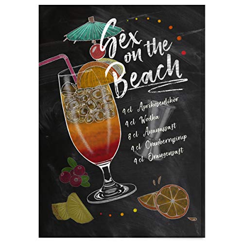 JUNIWORDS Poster mit/ohne Holzrahmen - Wähle ein Motiv - Cocktail Sex on the Beach - Wähle eine Größe - 21 x 30 cm (S) ohne Rahmen von JUNIWORDS