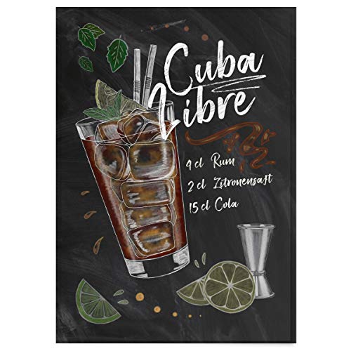 JUNIWORDS Poster mit/ohne Holzrahmen - Wähle ein Motiv - Cocktail Cuba Libre - Wähle eine Größe - 30 x 40 cm (M) ohne Rahmen von JUNIWORDS