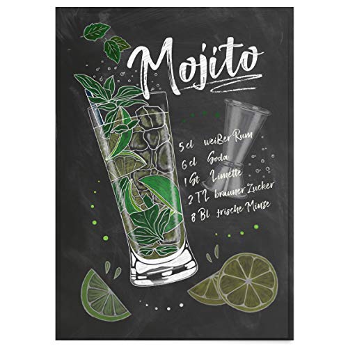 JUNIWORDS Poster mit/ohne Holzrahmen - Wähle ein Motiv - Cocktail Mojito - Wähle eine Größe - 40 x 60 cm (L) ohne Rahmen von JUNIWORDS