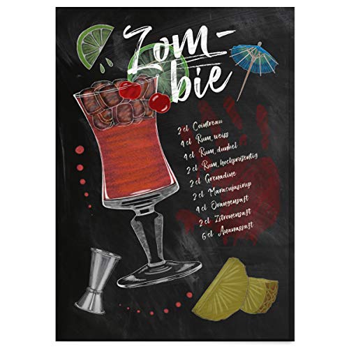 JUNIWORDS Poster mit/ohne Holzrahmen - Wähle ein Motiv - Cocktail Zombie - Wähle eine Größe - 30 x 40 cm (M) ohne Rahmen von JUNIWORDS