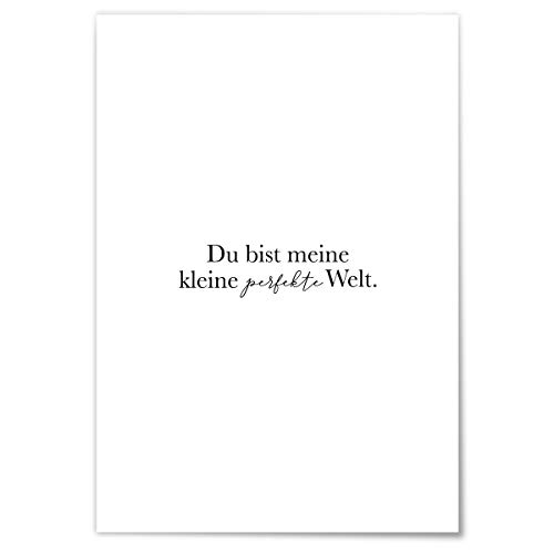 JUNIWORDS Poster mit/ohne Holzrahmen - Wähle ein Motiv - Du bist meine kleine perfekte Welt - Wähle eine Größe - 21 x 30 cm (S) ohne Rahmen von JUNIWORDS