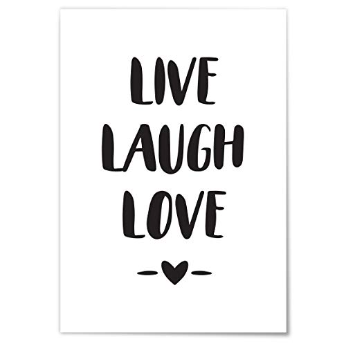 JUNIWORDS Poster mit/ohne Holzrahmen - Wähle ein Motiv - Live Laugh Love - Wähle eine Größe - 30 x 40 cm (M) ohne Rahmen von JUNIWORDS