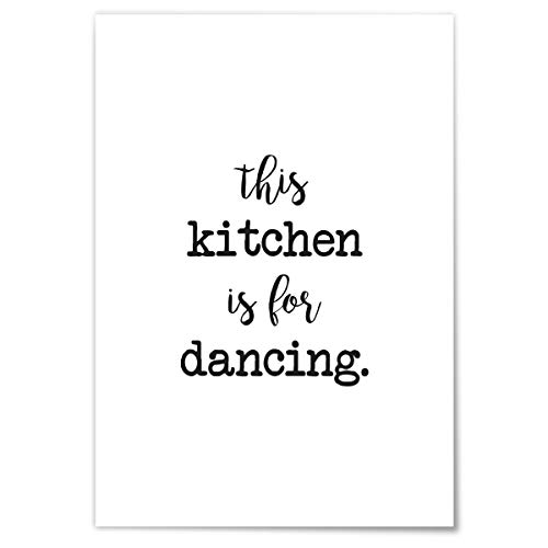 JUNIWORDS Poster mit/ohne Holzrahmen - Wähle ein Motiv - This kitchen is for dancing - Wähle eine Größe - 60 x 90 cm (XL) ohne Rahmen von JUNIWORDS