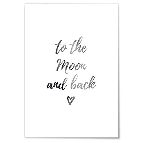 JUNIWORDS Poster mit/ohne Holzrahmen - Wähle ein Motiv - To the moon and back - Wähle eine Größe - 21 x 30 cm (S) ohne Rahmen von JUNIWORDS