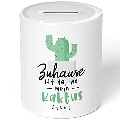 JUNIWORDS Spardose Sparbüchse, Zuhause ist da, wo Mein Kaktus Steht von JUNIWORDS