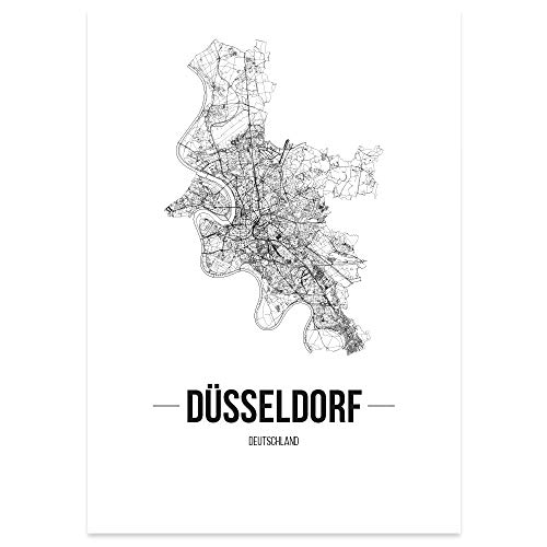 JUNIWORDS Stadtposter, Düsseldorf, Wähle eine Größe, 40 x 60 cm, Poster, Schrift B, Weiß von JUNIWORDS
