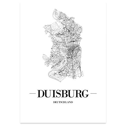 JUNIWORDS Stadtposter, Duisburg, Wähle eine Größe, 21 x 30 cm, Poster, Schrift A, Weiß von JUNIWORDS