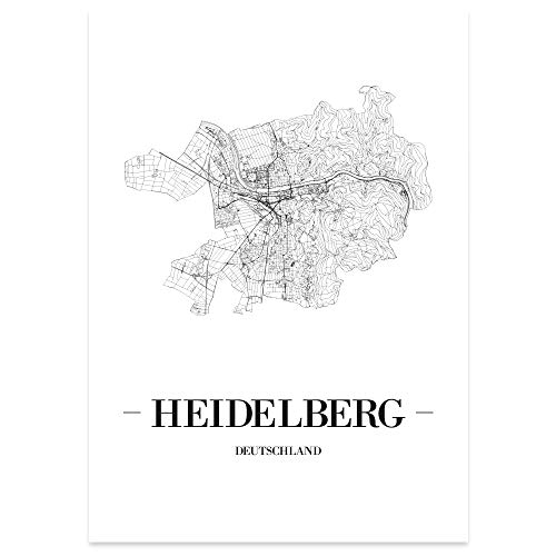 JUNIWORDS Stadtposter, Heidelberg, Wähle eine Größe, 21 x 30 cm, Poster, Schrift A, Weiß von JUNIWORDS