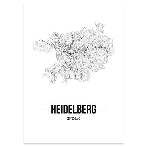 JUNIWORDS Stadtposter, Heidelberg, Wähle eine Größe, 30 x 40 cm, Poster, Schrift B, Weiß von JUNIWORDS