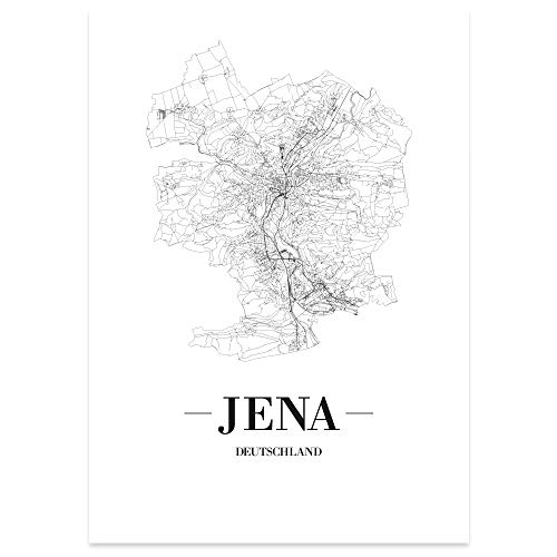 JUNIWORDS Stadtposter, Jena, Wähle eine Größe, 21 x 30 cm, Poster, Schrift A, Weiß von JUNIWORDS