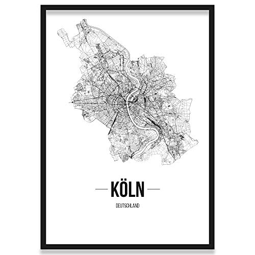 JUNIWORDS Stadtposter, Köln, Wähle eine Größe, 30 x 40 cm, Poster mit Rahmen, Schrift B, Weiß von JUNIWORDS