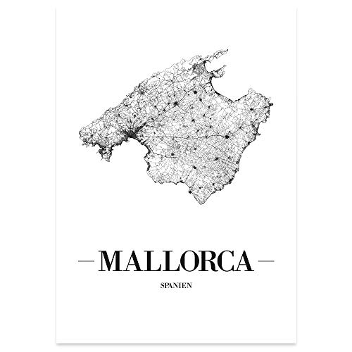 JUNIWORDS Stadtposter, Mallorca, Wähle eine Größe, 40 x 60 cm, Poster, Schrift A, Weiß von JUNIWORDS