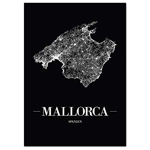 JUNIWORDS Stadtposter, Mallorca, Wähle eine Größe, 60 x 90 cm, Poster, Schrift A, Schwarz von JUNIWORDS