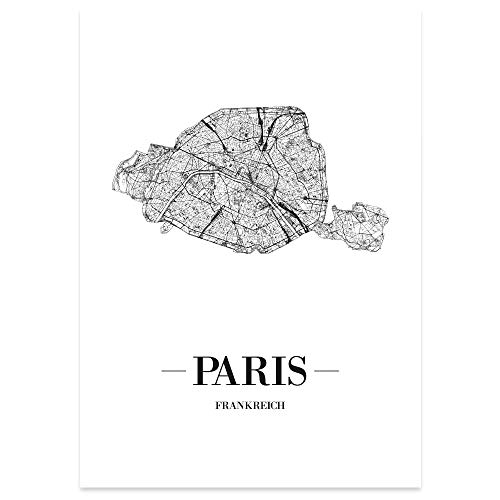 JUNIWORDS Stadtposter, Paris, Wähle eine Größe, 21 x 30 cm, Poster, Schrift A, Weiß von JUNIWORDS