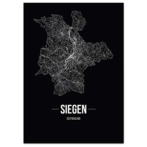 JUNIWORDS Stadtposter, Siegen, Wähle eine Größe, 30 x 40 cm, Poster, Schrift B, Schwarz von JUNIWORDS