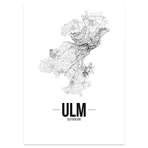 JUNIWORDS Stadtposter, Ulm, Wähle eine Größe, 21 x 30 cm, Poster, Schrift B, Weiß von JUNIWORDS