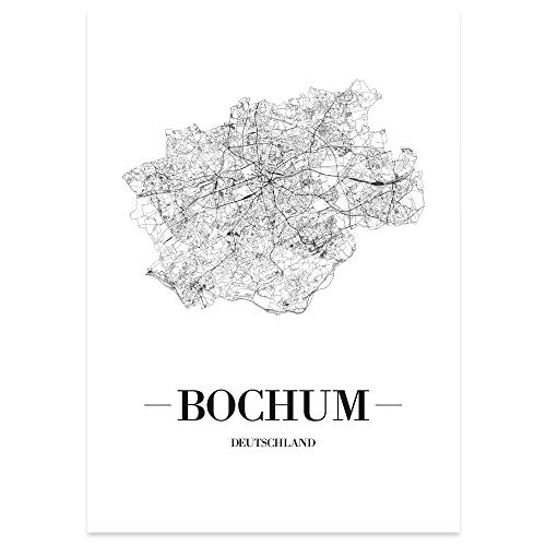 JUNIWORDS Stadtposter - Wähle Deine Stadt - Bochum - 21 x 30 cm Poster - Schrift A - Weiß von JUNIWORDS