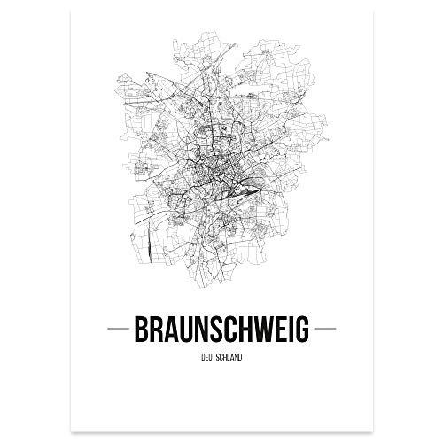 JUNIWORDS Stadtposter - Wähle Deine Stadt - Braunschweig - 40 x 60 cm Poster - Schrift B - Weiß von JUNIWORDS