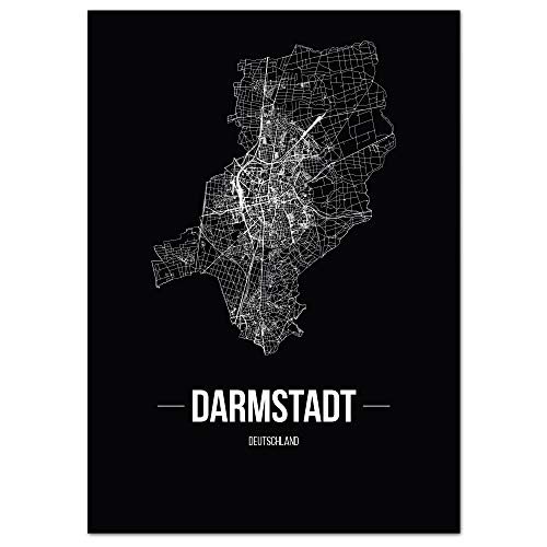 JUNIWORDS Stadtposter - Wähle Deine Stadt - Darmstadt - 60 x 90 cm Poster - Schrift B - Schwarz von JUNIWORDS