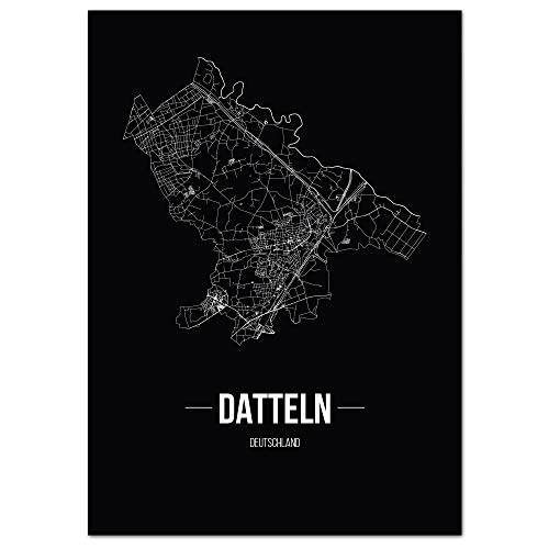 JUNIWORDS Stadtposter - Wähle Deine Stadt - Datteln - 60 x 90 cm Poster - Schrift B - Schwarz von JUNIWORDS