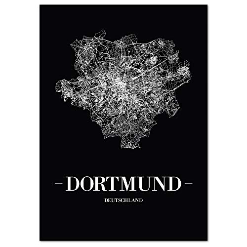 JUNIWORDS Stadtposter - Wähle Deine Stadt - Dortmund - 21 x 30 cm Poster - Schrift A - Schwarz von JUNIWORDS