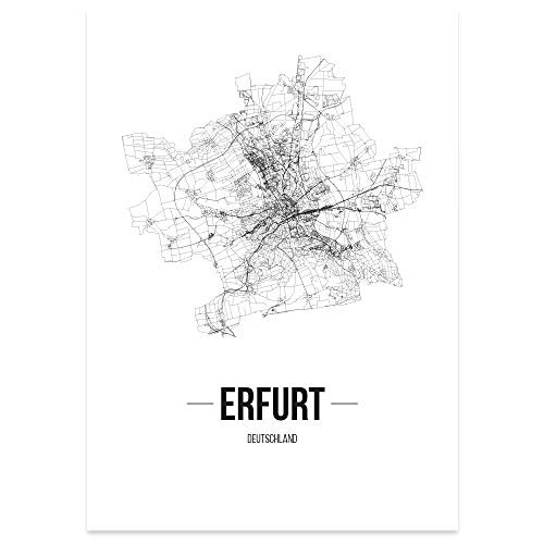 JUNIWORDS Stadtposter - Wähle Deine Stadt - Erfurt - 21 x 30 cm Poster - Schrift B - Weiß von JUNIWORDS