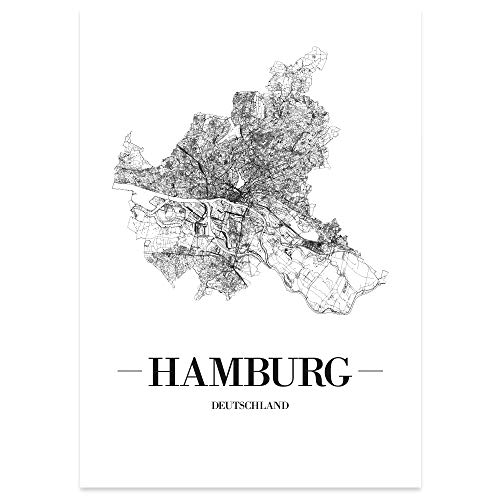 JUNIWORDS Stadtposter - Wähle Deine Stadt - Hamburg - 30 x 40 cm Poster - Schrift A - Weiß von JUNIWORDS