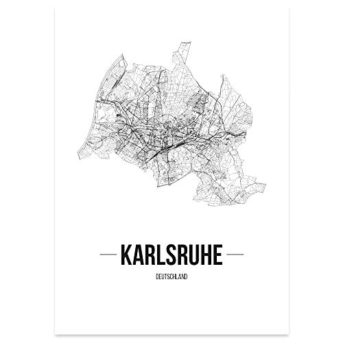 JUNIWORDS Stadtposter - Wähle Deine Stadt - Karlsruhe - 40 x 60 cm Poster - Schrift B - Weiß von JUNIWORDS