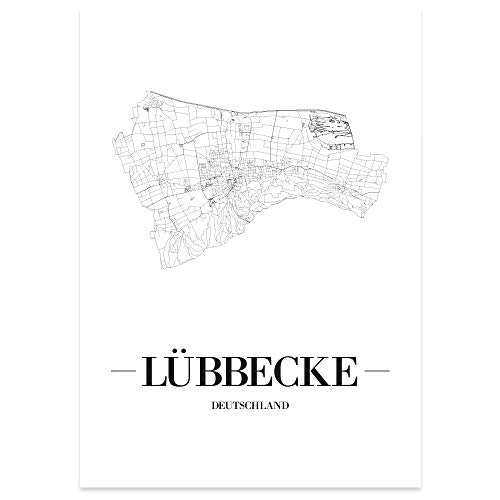 JUNIWORDS Stadtposter - Wähle Deine Stadt - Lübbecke - 21 x 30 cm Poster - Schrift A - Weiß von JUNIWORDS