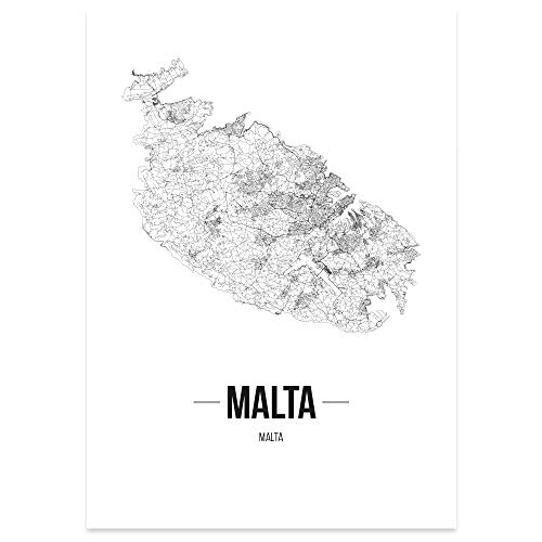 JUNIWORDS Stadtposter - Wähle Deine Stadt - Malta - 21 x 30 cm Poster - Schrift B - Weiß von JUNIWORDS