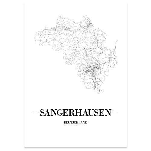 JUNIWORDS Stadtposter - Wähle Deine Stadt - Sangerhausen - 60 x 90 cm Poster - Schrift A - Weiß von JUNIWORDS