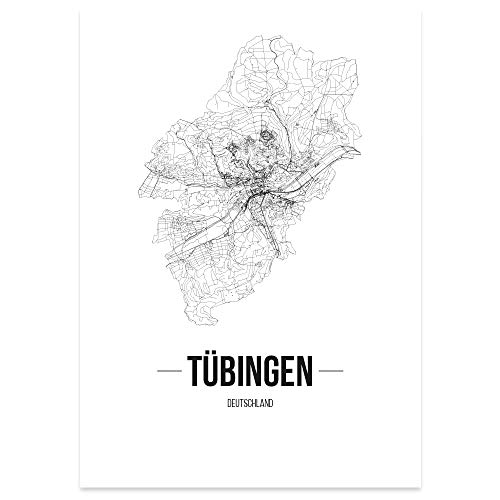 JUNIWORDS Stadtposter - Wähle Deine Stadt - Tübingen - 40 x 60 cm Poster - Schrift B - Weiß von JUNIWORDS