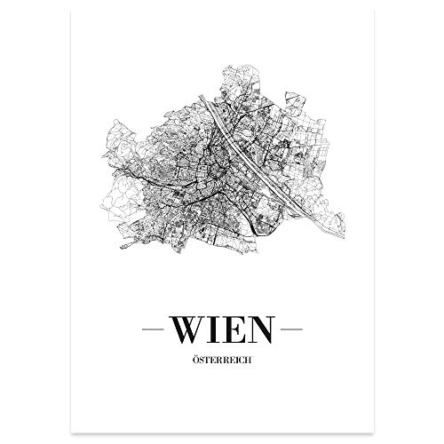 JUNIWORDS Stadtposter - Wähle Deine Stadt - Wien - 40 x 60 cm Poster - Schrift A - Weiß von JUNIWORDS