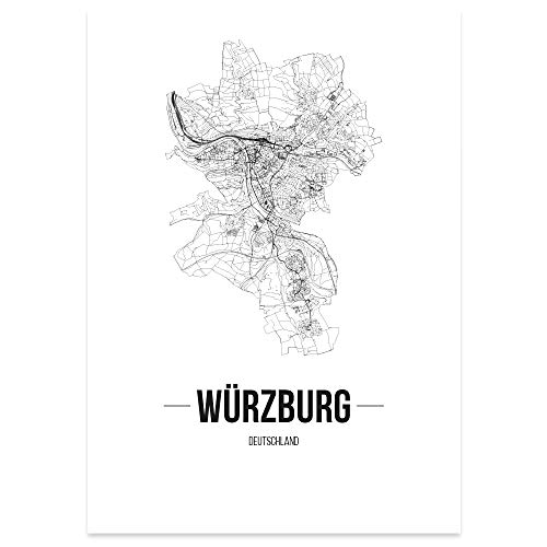 JUNIWORDS Stadtposter - Wähle Deine Stadt - Würzburg - 40 x 60 cm Poster - Schrift B - Weiß von JUNIWORDS