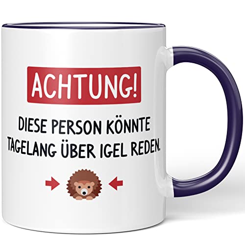 JUNIWORDS Tasse, Achtung! Diese Person könnte tagelang über Igel reden, Lila (1005933) von JUNIWORDS