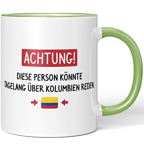 JUNIWORDS Tasse, Achtung! Diese Person könnte tagelang über Kolumbien reden, Hellgrün (1006224) von JUNIWORDS