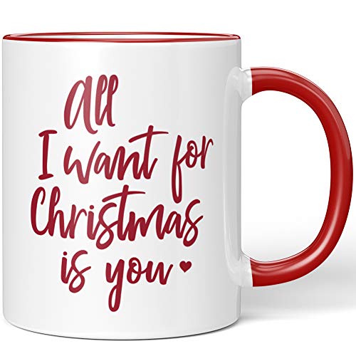 JUNIWORDS Tasse, All I want for Christmas is you (1000190), Wähle Farbe, Rot von JUNIWORDS