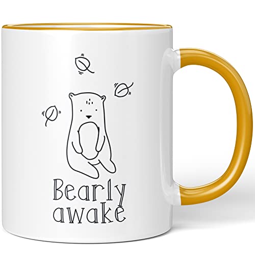 JUNIWORDS Tasse, Bearly awake, Wähle Farbe, Dunkelgelb von JUNIWORDS