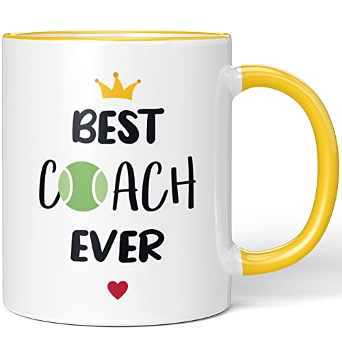 JUNIWORDS Tasse, Best tennis coach ever, Gelb (1006436) von JUNIWORDS