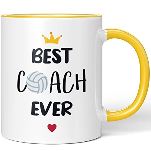 JUNIWORDS Tasse, Best volleyball coach ever, Gelb (1006437) von JUNIWORDS